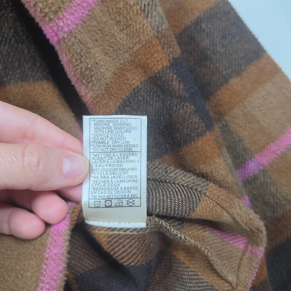 BB Dakota Steve Madden Boxy Shacket Medium Brown Black Pink Plaid Layering Piece - Picture 6 of 7